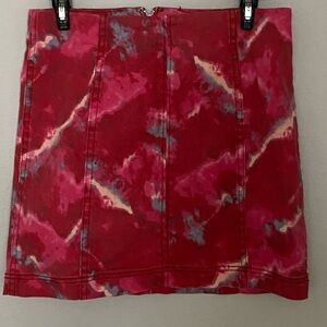 Free People Red Tie-Dye Mini Skirt